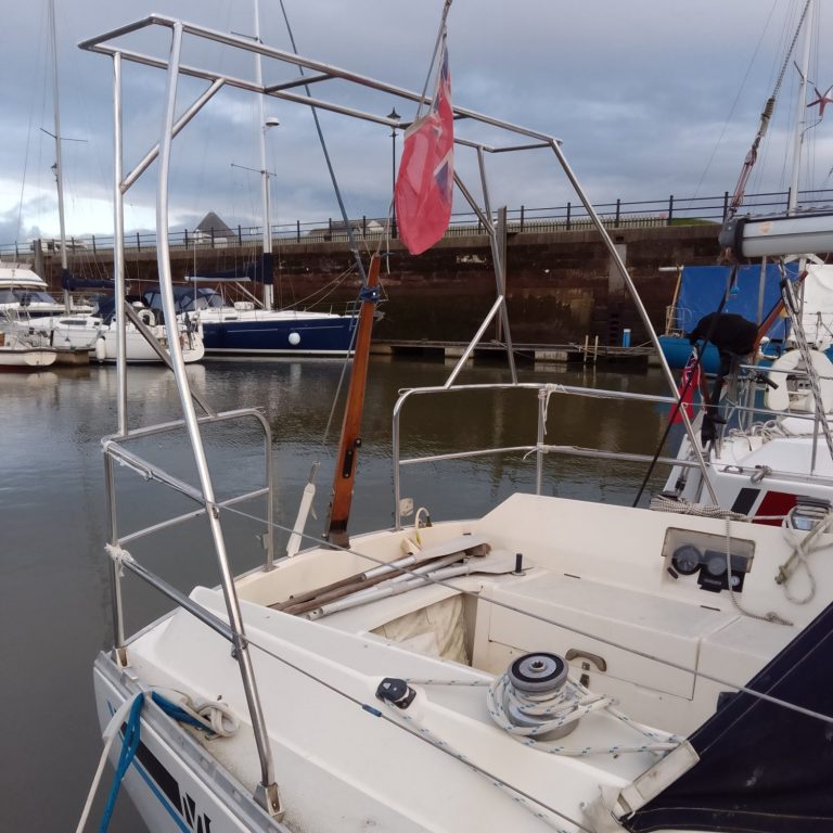 A Stainless Steel Solar arch on a Moody 31 Yacht in Maryport Marina